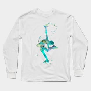 Figure Skating Watercolor Painting 2 Long Sleeve T-Shirt